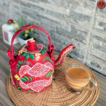 Red Mandala Hand Painted Truck Art Teapot