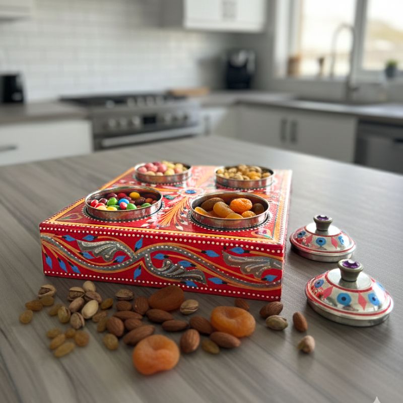 Red Square Sweet Box 4 Comapartment