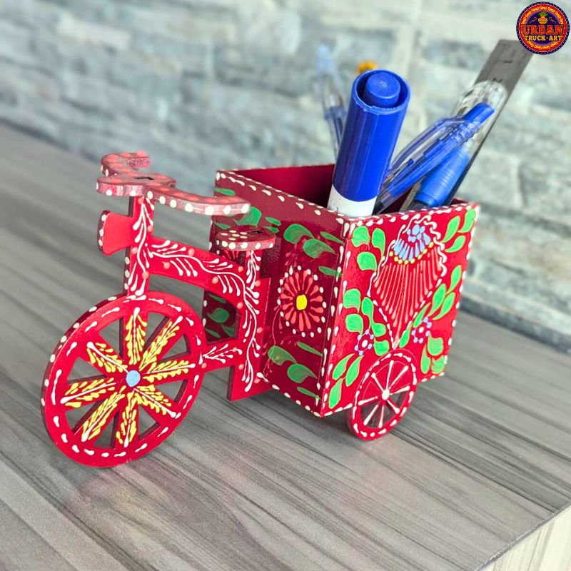 Red Mandala Art Pen Holder