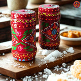 Red Hand Painted Salt Shaker
