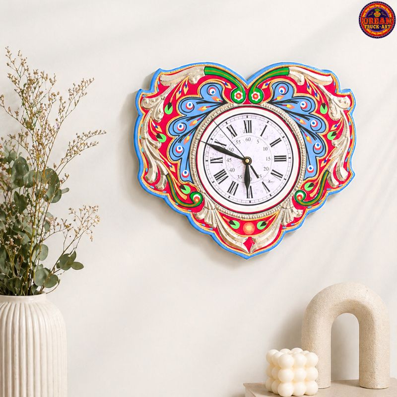 Red Heart Handmade Wall Clock 