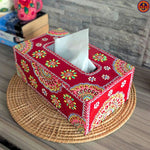 Red Mandala Hand Painted Tissue Box