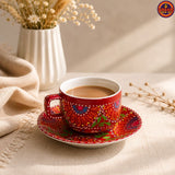 Red Hand Painted Tea cup