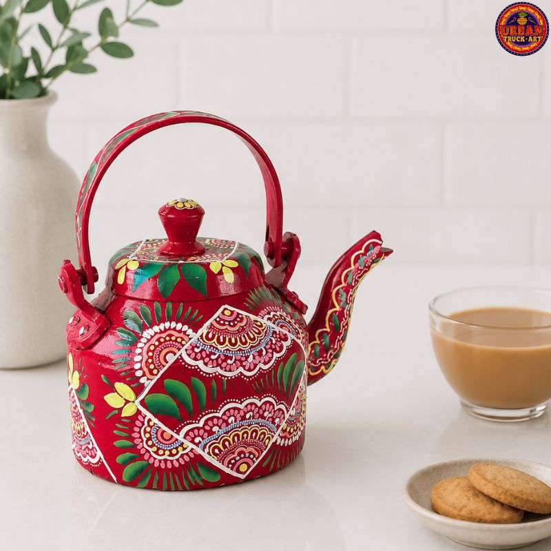 Red Mandala Vibrant Teapot