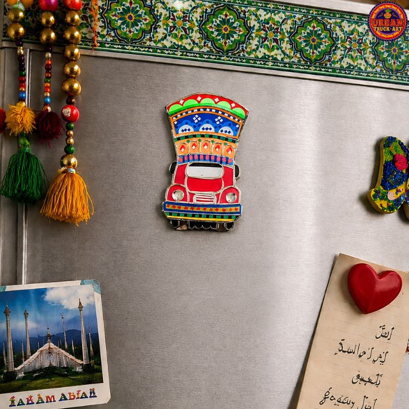 Red Truck Front Automobile Truck Art Fridge Magnets