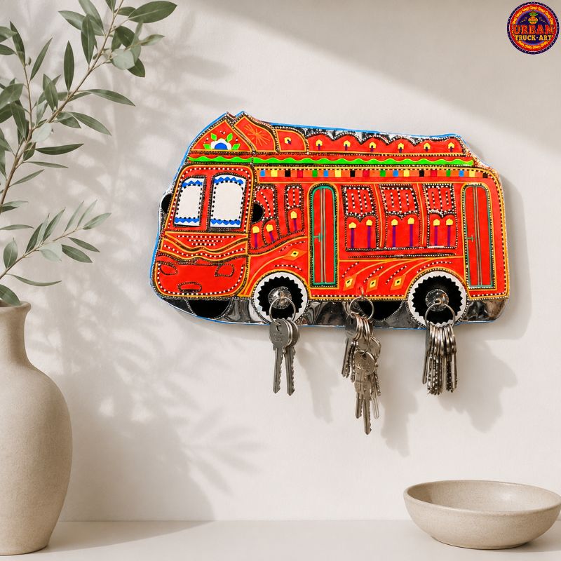 Red Truck art Inspired Key Holder