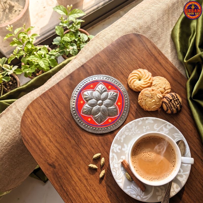 Red double star table coaster