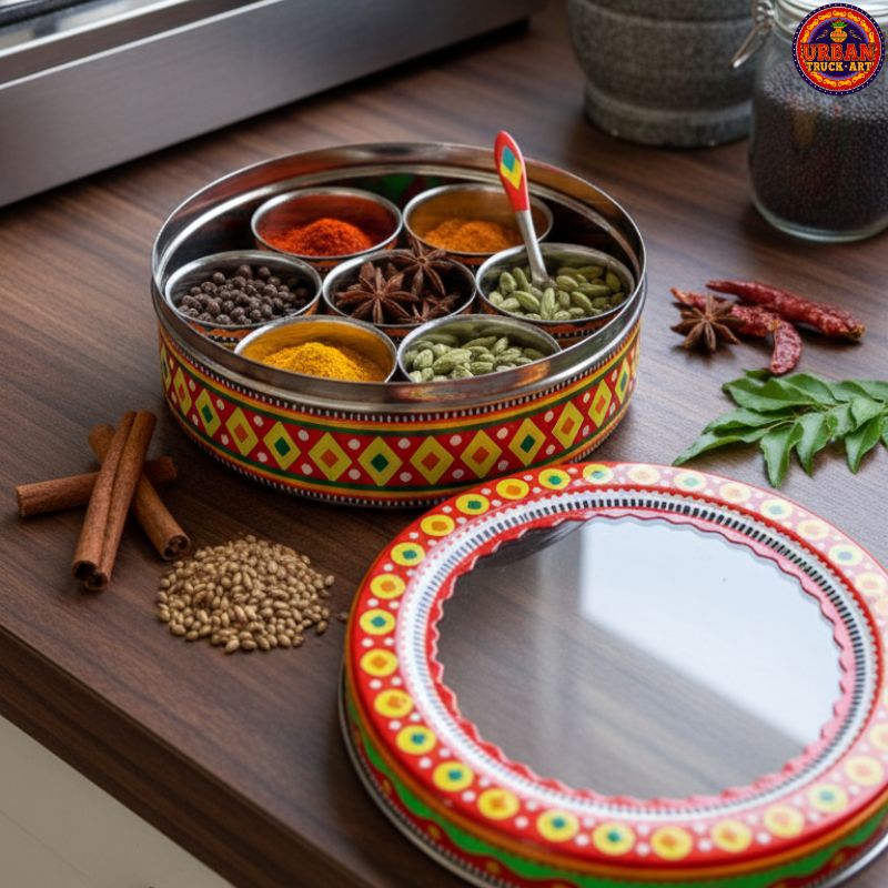 Artistic Red Truck Art Spice Box