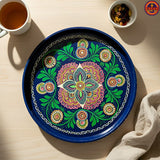 Round Blue Mandala Tray 