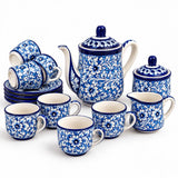Royal Blue Baked Hand Painted Tea Set