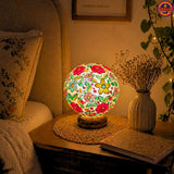 Santorini Hand Painted Camel Skin Lamp