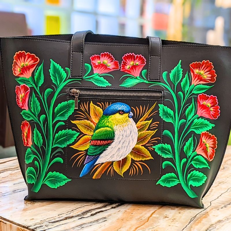 Sparrow Hand Painted Tote Bag