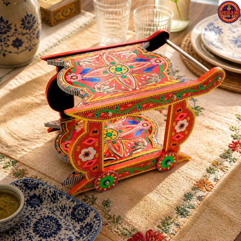 Red Truck Art Table Tea Trolley 