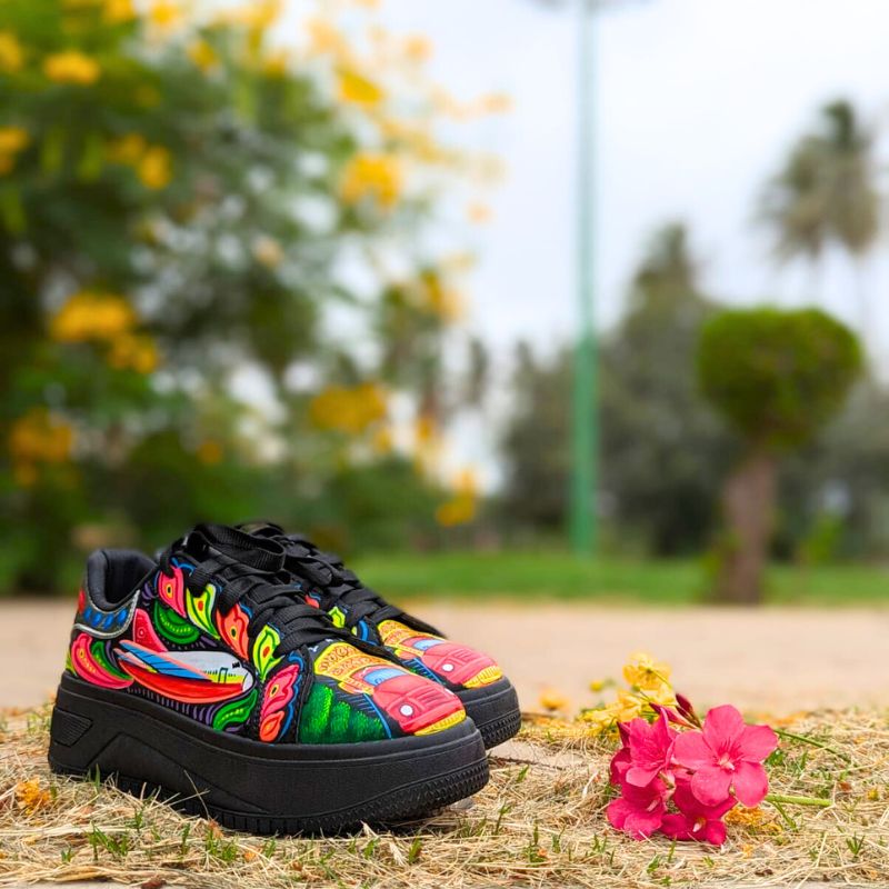 Black Truck Hand Painted Shoe