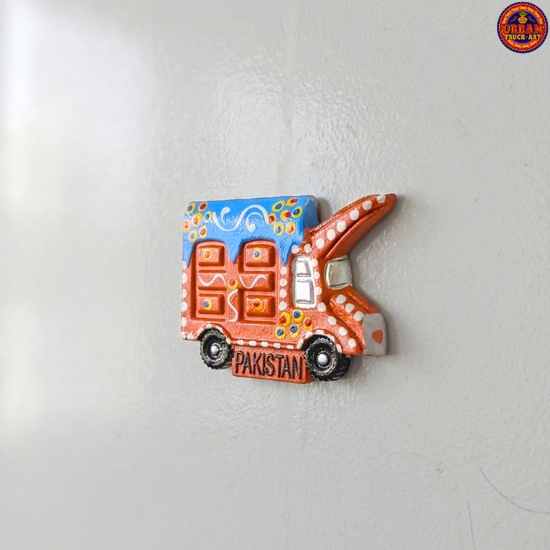 Truck Art Orange Acrlyic Magnet for fridge