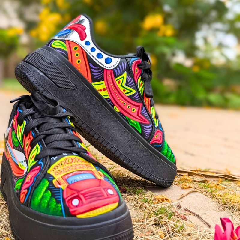 Black Truck Art Hand Painted Shoe
