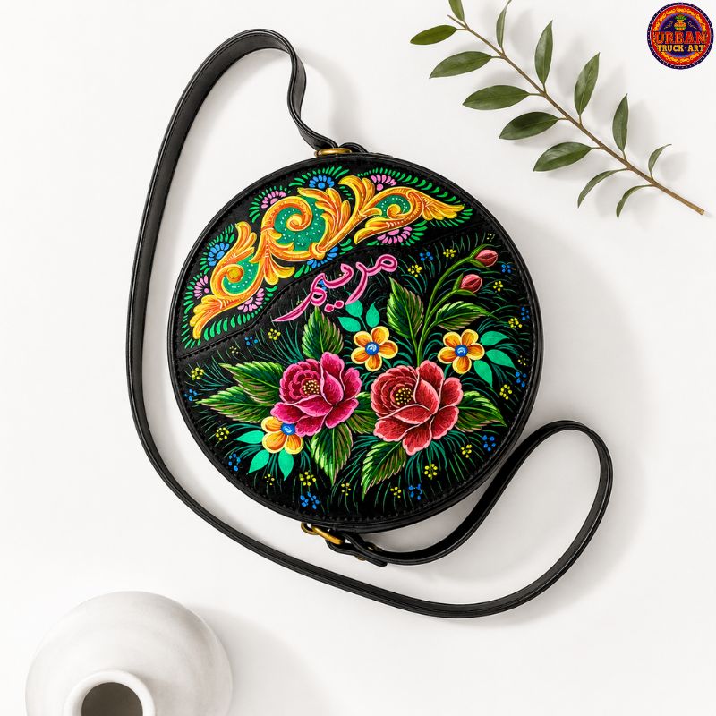 Truck Art Inspired Hand Painted Round Bag