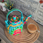 Turquoise Hand Painted Truck Art Teapot