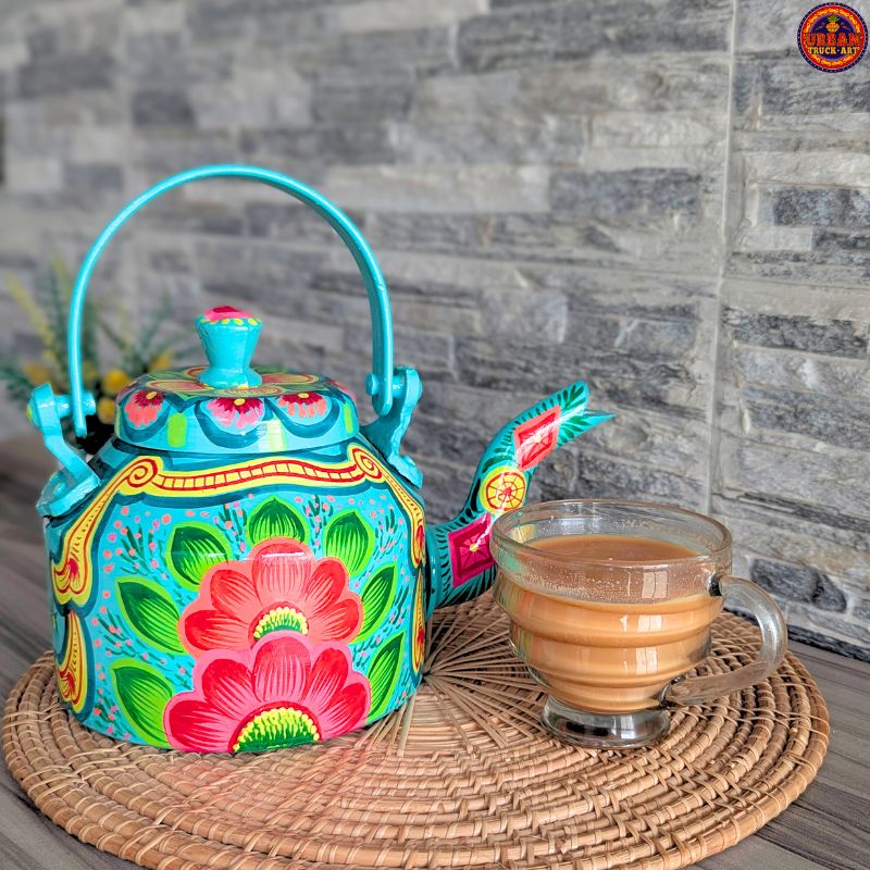 Turquoise Hand Painted Teapot