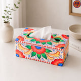 White Floral Tissue Box Holder