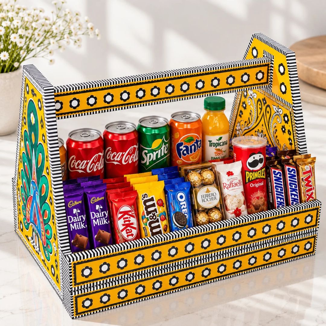 Yellow Peacock Confectionary Basket for Gifting