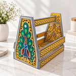 Yellow Peacock Gifting Wooden Basket