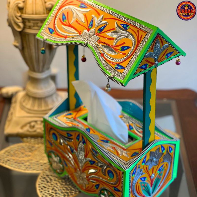 Yellow Truck Art Tissue Cart