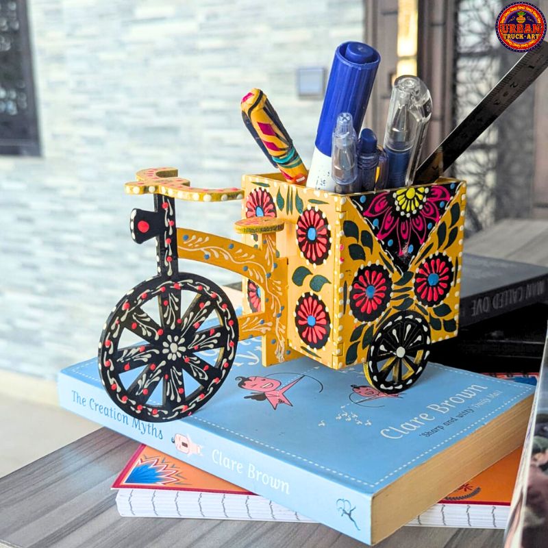 Yellow Cart Stationary Holder