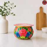 Yellow Flower Painted Handi