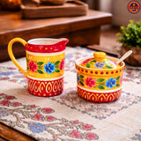 Yellow Royal Ceramic Truck Art Hand Painted Tea set