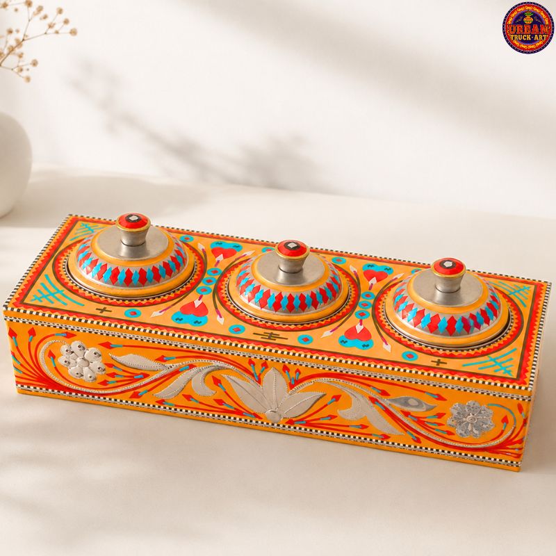 Yellow 3 Compartment Masala Box