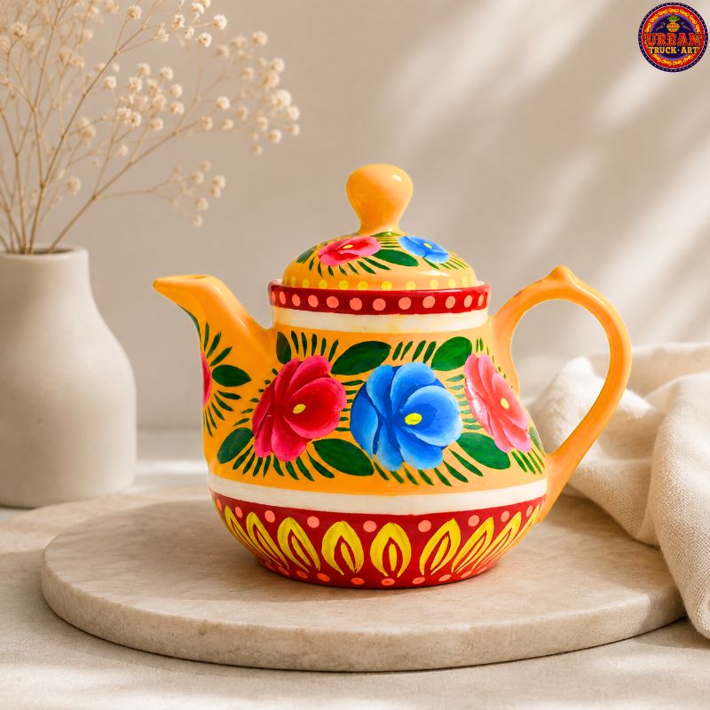 Yellow Truck Art Teapot