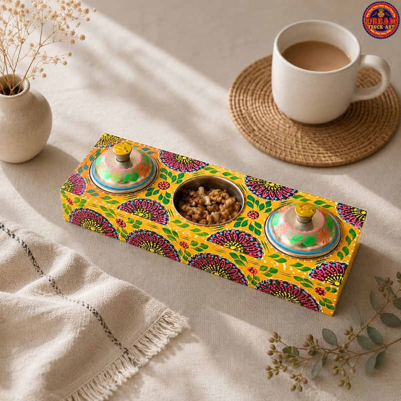 Yellow 3 katori Multi Purpose Box