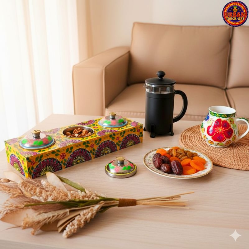 Yellow Hand Painted Multi Purpose Box