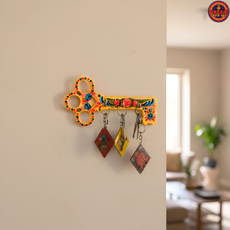 Yellow Truck Art Key Holder