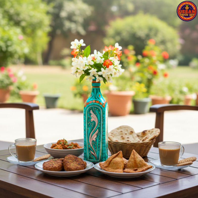 Sea Green Chamakpatti Decorative Bottle