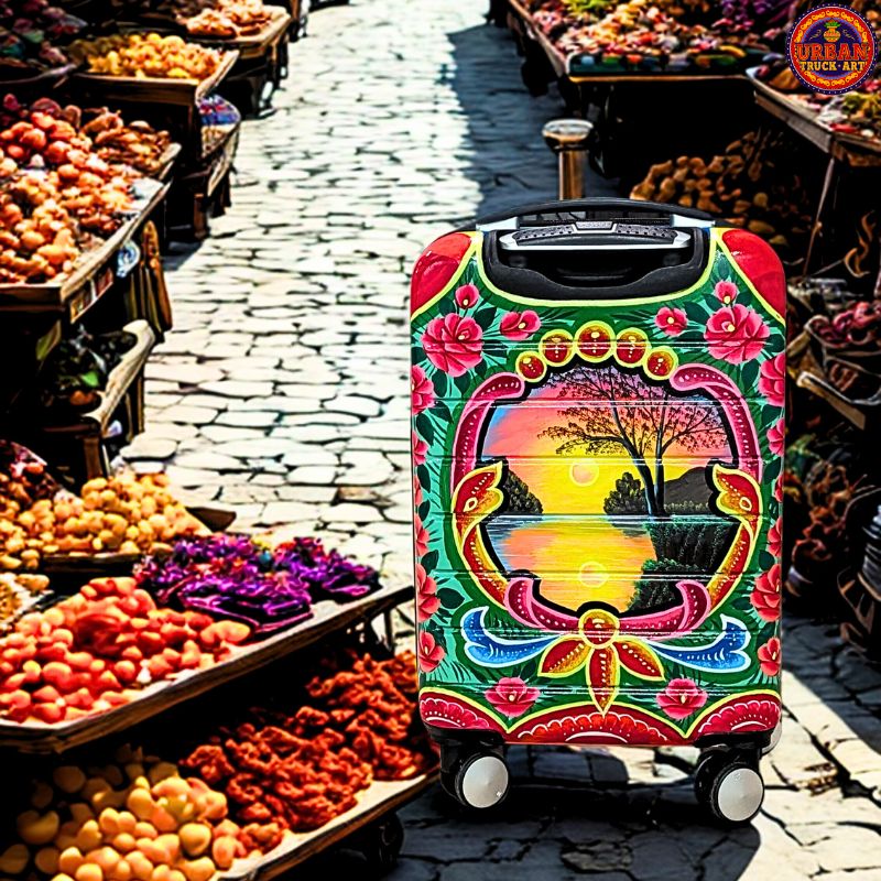 Sunset Hand Painted Truck Art Suitcase