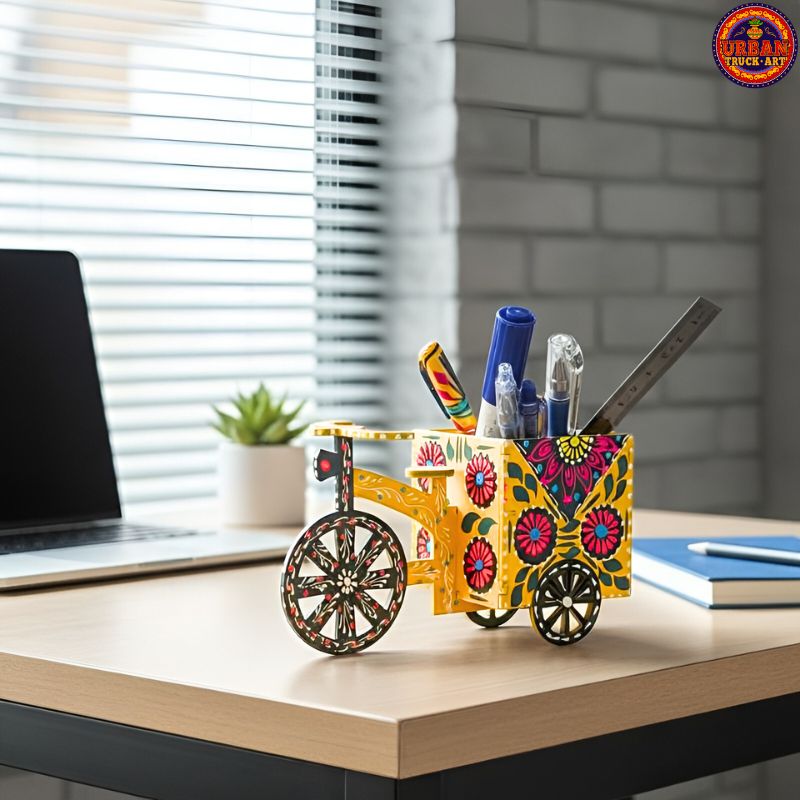 Yellow Cart Stationary Holder