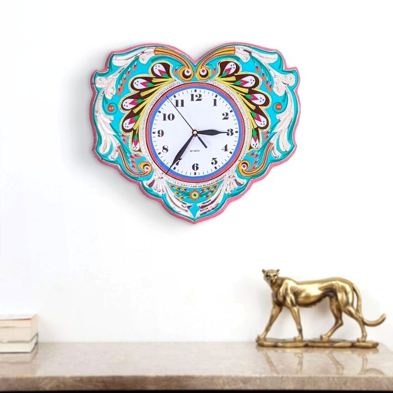 Aqua Truck Art Heart Wall Clock