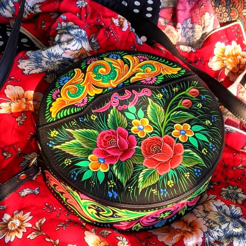 Truck Art Inspired Hand Painted Round Bags
