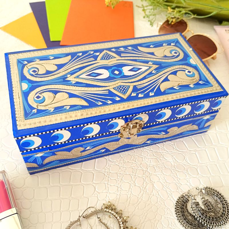 Blue Pottery Jewelry Box