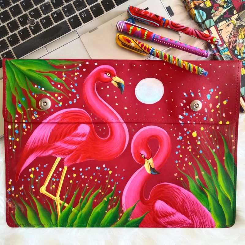 Flamingos Hand Painted MacBook Sleeve