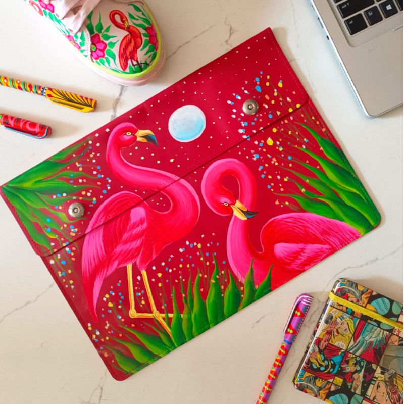 Flamingos Hand Painted MacBook Sleeve