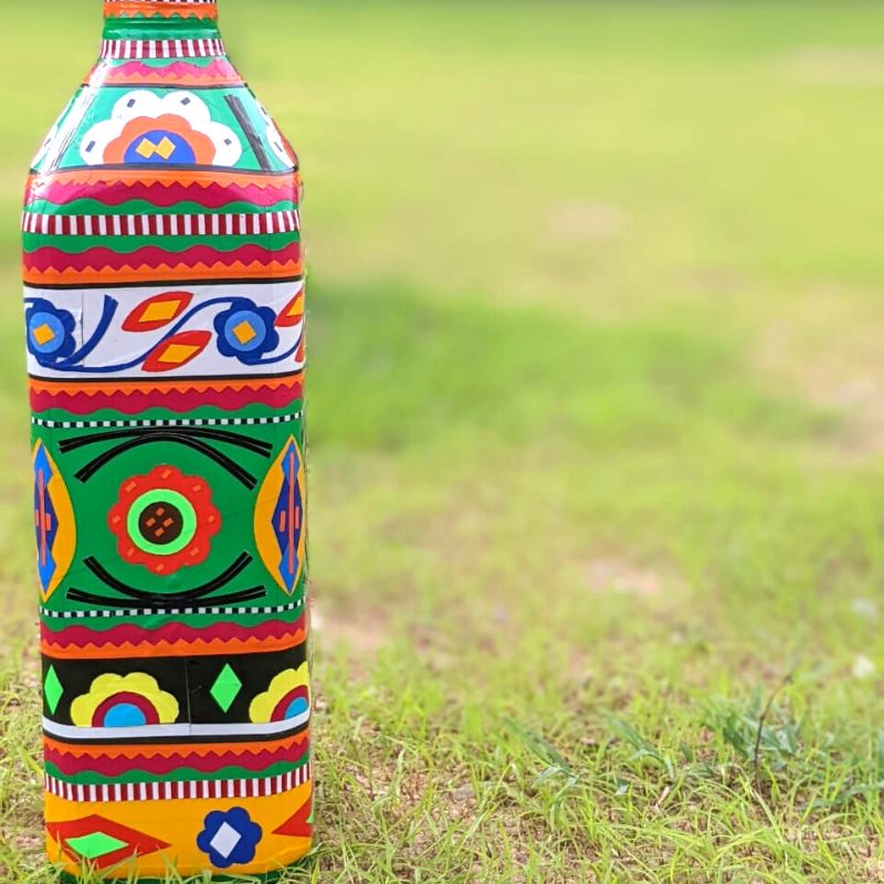 Green Flower Decoration Bottle