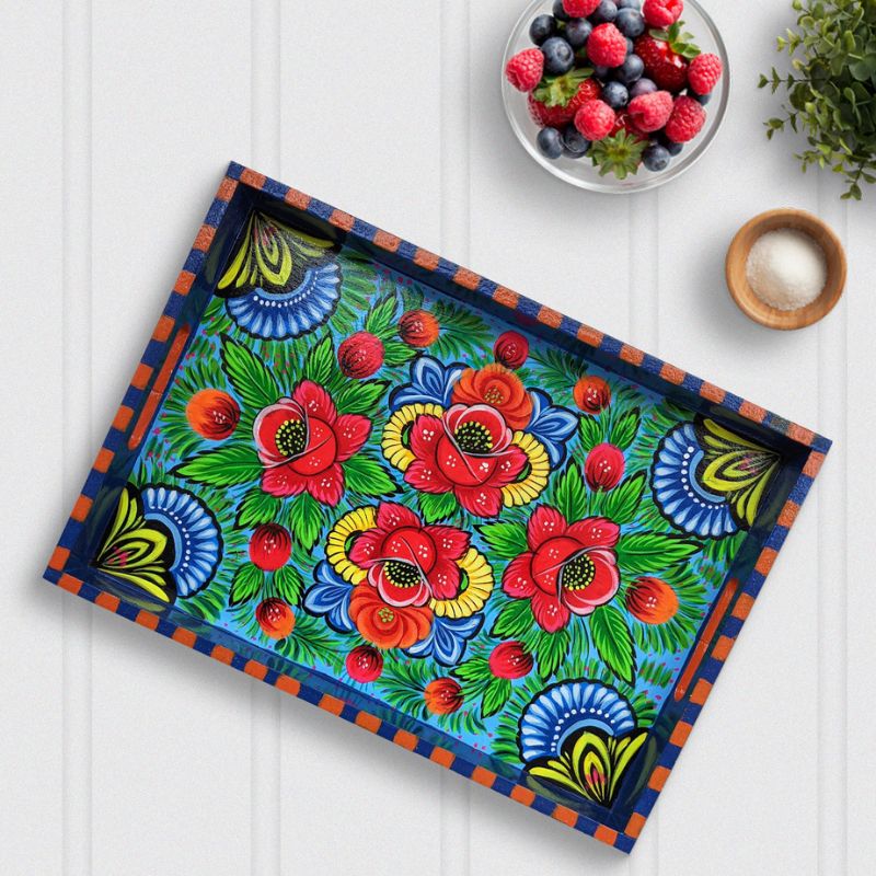 Handmade & Hand Painted Decorative Wooden Serving Trays