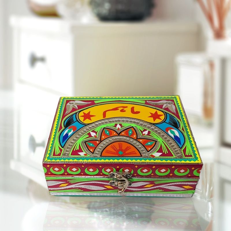 Green Tribal  Truck Art Jewelry box