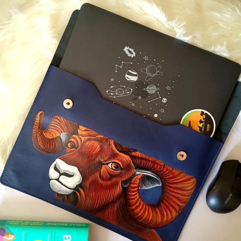 Hand painted MacBook Sleeve, Markhor Design