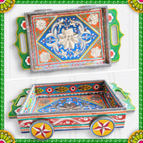 Orange Steel and Chamakpatti Tray on Wheels
