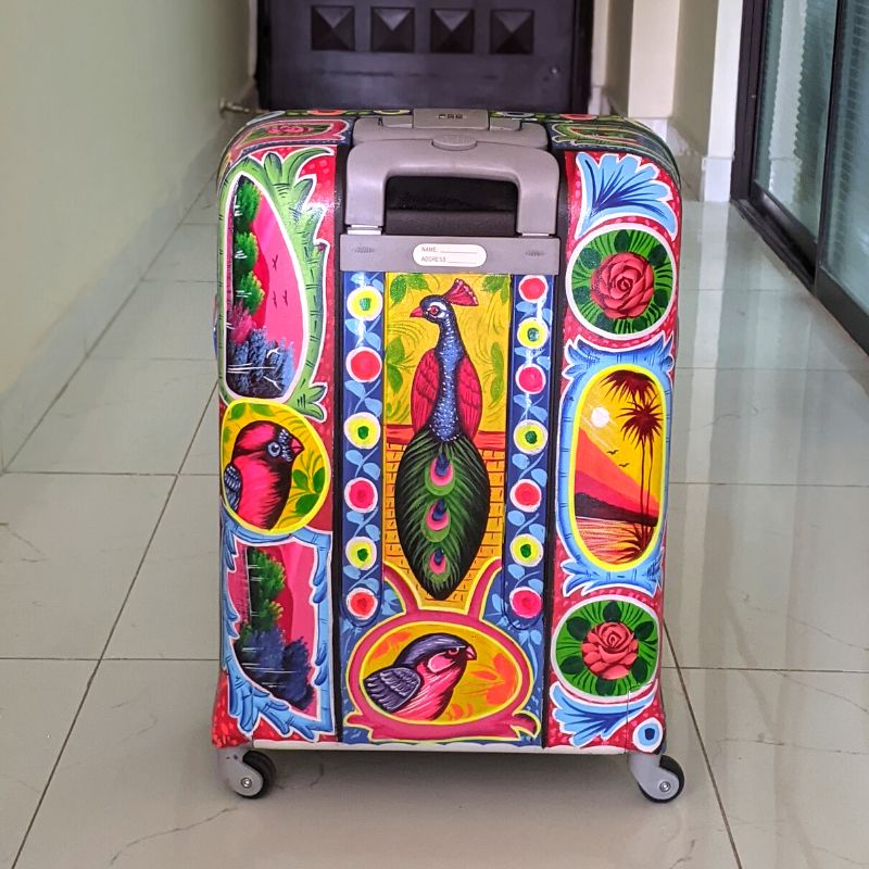 Peacock Hand Painted Suitcase