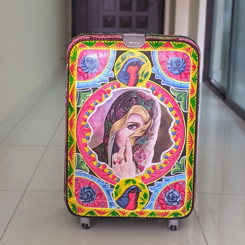 Peacock Hand Painted Suitcase
